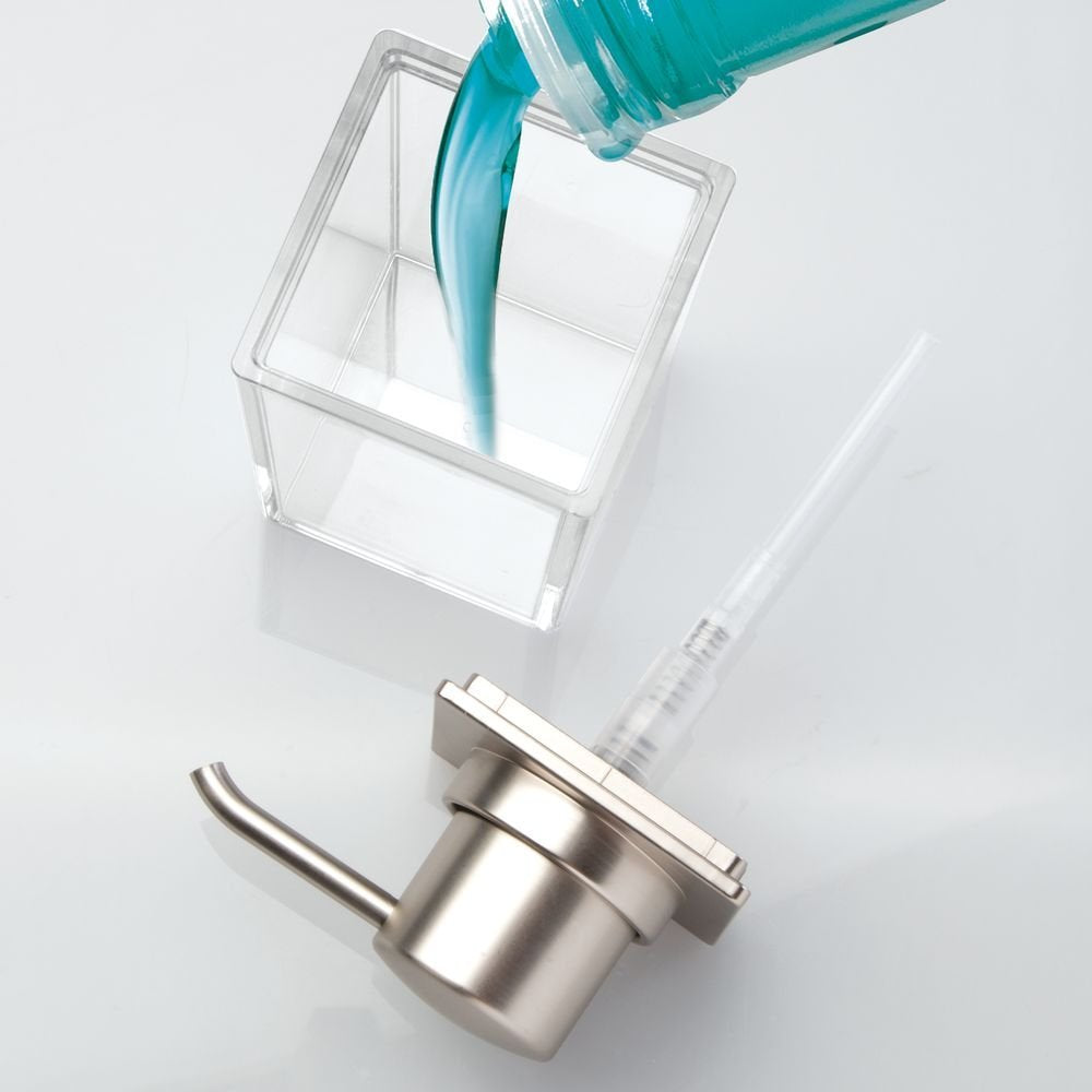 Idesign Soap Dispenser Pump, The Clarity Collection - 10Oz, 25 X 375 X 608A, Clear & Brushed Nickel